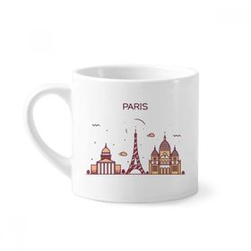 Dıythinker 170 ml Beyaz Paris Fransız Düz Simgesi Desenli Mini Kahve Seramik Kupa