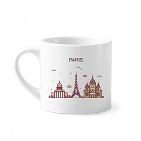 Dıythinker 170 ml Beyaz Paris Fransız Düz Simgesi Desenli Mini Kahve Seramik Kupa