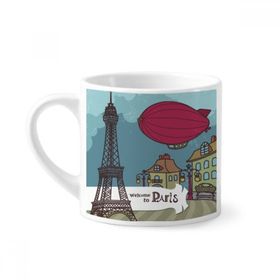 Dıythinker 170 ml Beyaz Paris Uçak Gemisi Fransa Eyfel Kulesi Manzara Mini Kahve Seramik Kupa