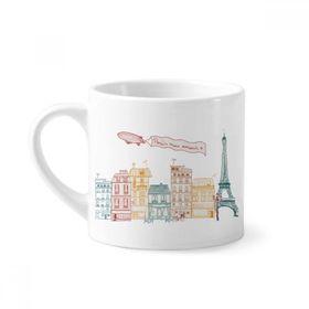 Dıythinker 170 ml Beyaz Paris Uçak Gemisi Fransa Mark Çizgi Çizim Mini Kahve Seramik Kupa