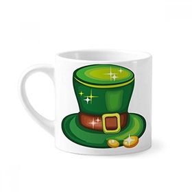 Dıythinker 170 ml Beyaz Parlak Yeşil Şapka İrlanda St.Patrick's Day Mini Kahve Seramik Kupa