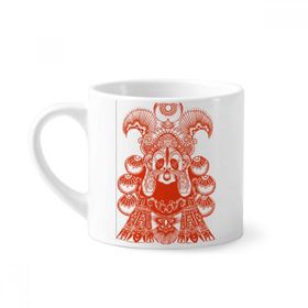 Dıythinker 170 ml Beyaz Pekin Opera Maskesi Kırmızı, Kağıt Kesim, Mini Kahve Seramik Kupa