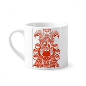 Dıythinker 170 ml Beyaz Pekin Opera Maskesi Kırmızı, Kağıt Kesim, Mini Kahve Seramik Kupa