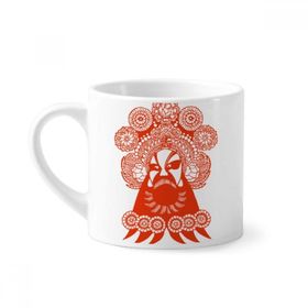 Dıythinker 170 ml Beyaz Pekin Operası Yüz Maskesi Desenli Mini Kahve Seramik Kupa
