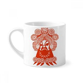 Dıythinker 170 ml Beyaz Pekin Operası Yüz Maskesi Desenli Mini Kahve Seramik Kupa