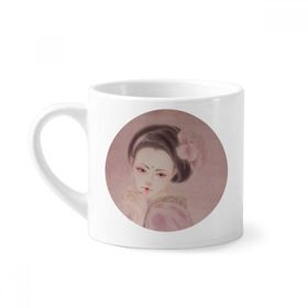 Dıythinker 170 ml Beyaz Pembe Çin Geleneksel Güzellik Boyama Mini Kahve Seramik Kupa