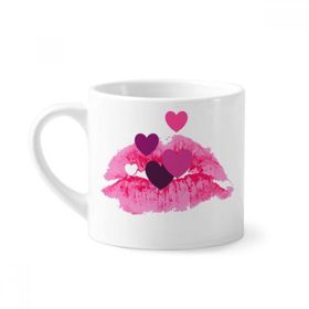 Dıythinker 170 ml Beyaz Pembe Dudak Kalpler Sevgililer Günü Mini Kahve Seramik Kupa