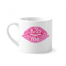 Dıythinker 170 ml Beyaz Pembe Dudak Kiss Me Sevgililer Günü Mini Kahve Seramik Kupa