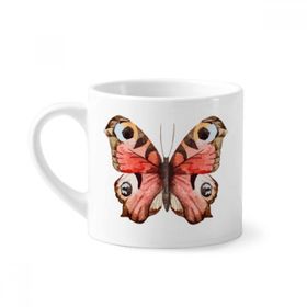 Dıythinker 170 ml Beyaz Pembe Kelebek Yağlı Boya Mini Kahve Seramik Kupa