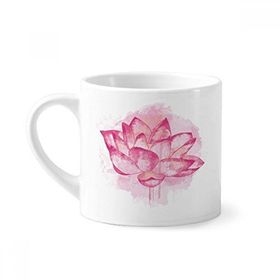 Dıythinker 170 ml Beyaz Pembe Suluboya Lotus Çiçeği Bitki Mini Kahve Seramik Kupa