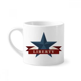 Dıythinker 170 ml Beyaz Pentagram Özgürlük Slogan Amerika Ülke Şehir Mini Kahve Seramik Kupa