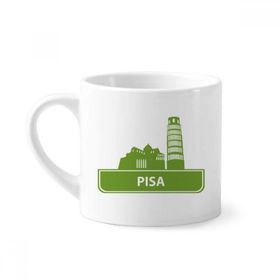 Dıythinker 170 ml Beyaz Pisa İtalya Yeşil Simge Desenli Mini Kahve Seramik Kupa