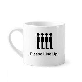 Dıythinker 170 ml Beyaz Please Line UP Siyah Sembollü Mini Kahve Seramik Kupa