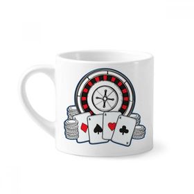 Dıythinker 170 ml Beyaz Poker Chips Döner Tabla İllüstrasyon Mini Kahve Seramik Kupa