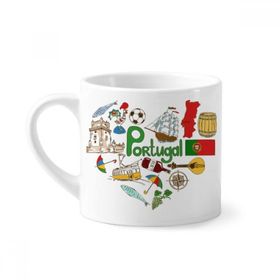 Dıythinker 170 ml Beyaz Portekiz Aşk Kalp Landscap Ulusal Bayrak Mini Kahve Seramik Kupa