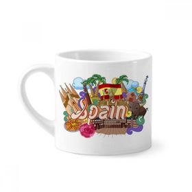 Dıythinker 170 ml Beyaz Prado Deniz Mahsulleri İspanya Grafiti Mini Kahve Seramik Kupa