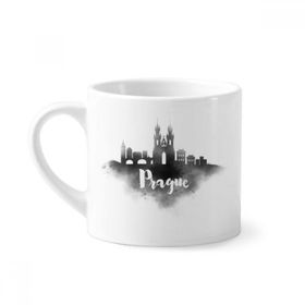 Dıythinker 170 ml Beyaz Prag Çek Simgesi Mürekkep Şehir Mini Kahve Seramik Kupa