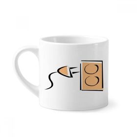 Dıythinker 170 ml Beyaz Priz Şarj Kablosu Desenli Mini Kahve Seramik Kupa