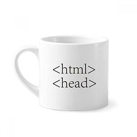 Dıythinker 170 ml Beyaz Programcı İfadesi HTML Mini Kahve Seramik Kupa