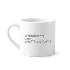 Dıythinker 170 ml Beyaz Programcı İfadesi Love You Mini Kahve Seramik Kupa