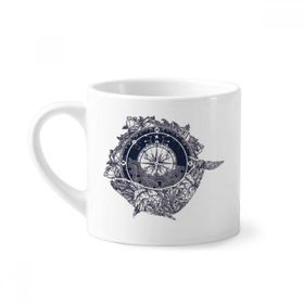 Dıythinker 170 ml Beyaz Pusula Çiçek Yıldızlar Sanat Desenli Mini Kahve Seramik Kupa