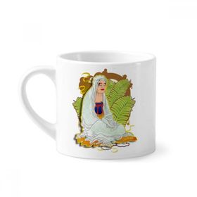 Dıythinker 170 ml Beyaz Religion On sekiz Arhat İllüstrasyon Desenli Mini Kahve Seramik Kupa