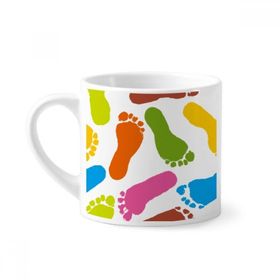 Dıythinker 170 ml Beyaz Renkli Ayak İzi Modern Stil Moda Poster Mini Kahve Seramik Kupa