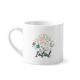 Dıythinker 170 ml Beyaz Renkli Çiçekler Bitki Boyası Mini Kahve Seramik Kupa