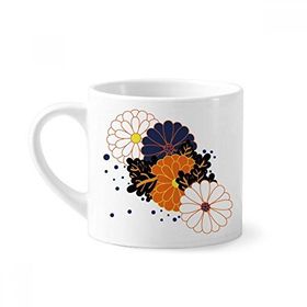 Dıythinker 170 ml Beyaz Renkli Dekorasyon Çiçek Bitkileri Krizantem Mini Kahve Seramik Kupa
