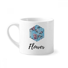 Dıythinker 170 ml Beyaz Rhododendron Çizim Sanatı Bitki Mini Kahve Seramik Kupa