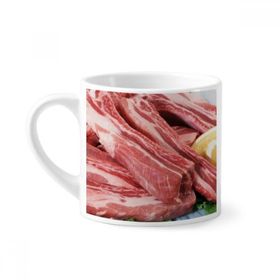 Dıythinker 170 ml Beyaz Ribana Doğrayın Ham Et Gıda Dokusu Mini Kahve Seramik Kupa