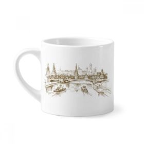 Dıythinker 170 ml Beyaz River Bridge Landmark Sketch Mini Kahve Seramik Kupa