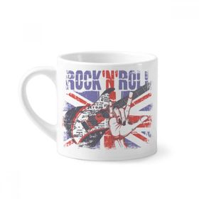 Dıythinker 170 ml Beyaz Rock Gitar İngiltere İngiltere Ülke Bayrağı UK Mini Kahve Seramik Kupa