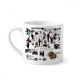 Dıythinker 170 ml Beyaz Rock Müzik Festivali Çılgın Desenli Mini Kahve Seramik Kupa