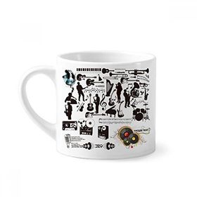 Dıythinker 170 ml Beyaz Rock Müzik Festivali Çılgın Desenli Mini Kahve Seramik Kupa