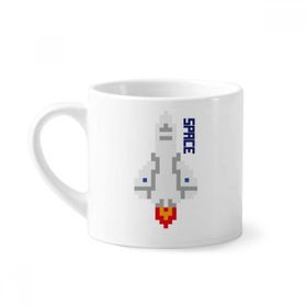 Dıythinker 170 ml Beyaz Rocket Take Off Universe Pixel Mini Kahve Seramik Kupa