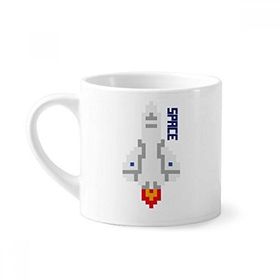 Dıythinker 170 ml Beyaz Rocket Take Off Universe Pixel Mini Kahve Seramik Kupa