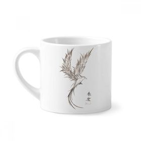 Dıythinker 170 ml Beyaz Rosefinch Eskiz Fuying Resim Kuş Fushicho Mini Kahve Seramik Kupa