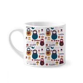 Dıythinker 170 ml Beyaz Rusya Bebekler Çiçek Posteri Rus Matryoshka Mini Kahve Seramik Kupa