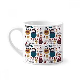 Dıythinker 170 ml Beyaz Rusya Bebekler Çiçek Posteri Rus Matryoshka Mini Kahve Seramik Kupa