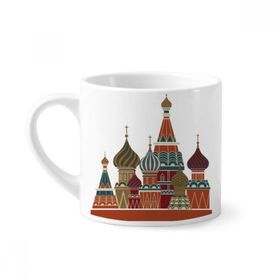 Dıythinker 170 ml Beyaz Rusya Katedral Binası Kırmızı Kare Mini Kahve Seramik Kupa