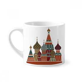 Dıythinker 170 ml Beyaz Rusya Katedral Binası Kırmızı Kare Mini Kahve Seramik Kupa