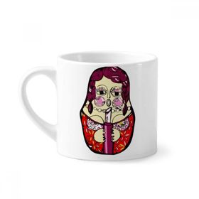 Dıythinker 170 ml Beyaz Rusya Rus İç içe Geçen Bebekler Kadın Mini Kahve Seramik Kupa