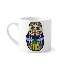 Dıythinker 170 ml Beyaz Rusya Rus Matryoshka İç içe Geçen Mini Kahve Seramik Kupa