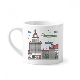 Dıythinker 170 ml Beyaz Rusya Şehir Ulusal Sembol Desenli Mini Kahve Seramik Kupa