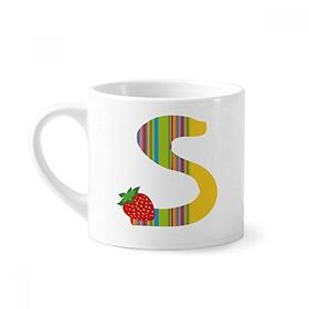 Dıythinker 170 ml Beyaz S Alfabe Çilek Meyvesi Sevimli Desenli Mini Kahve Seramik Kupa