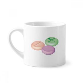 Dıythinker 170 ml Beyaz Sağlık Ürünleri Hap Desenli Mini Kahve Seramik Kupa