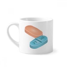 Dıythinker 170 ml Beyaz Sağlık Ürünleri Hap İllüstrasyon Desen Mini Kahve Seramik Kupa