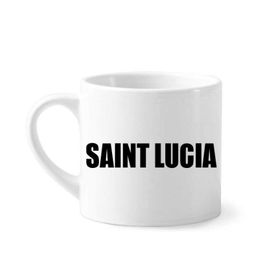 Dıythinker 170 ml Beyaz Saint Lucia Ülke Adı Siyah Mini Kahve Seramik Kupa