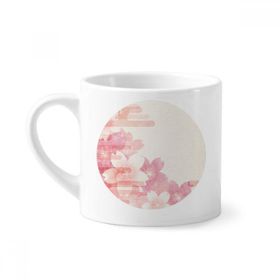 Dıythinker 170 ml Beyaz Sakura Çiçek Pembe Desenli Japon Mini Kahve Seramik Kupa